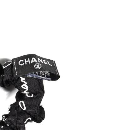 Chanel Silk CC Twilly Hair Tie Black White 5 of 6