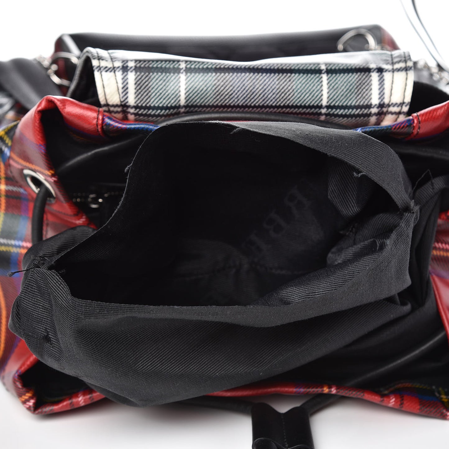 Laminated Tartan Patchwork Medium Rucksack Backpack Military Red