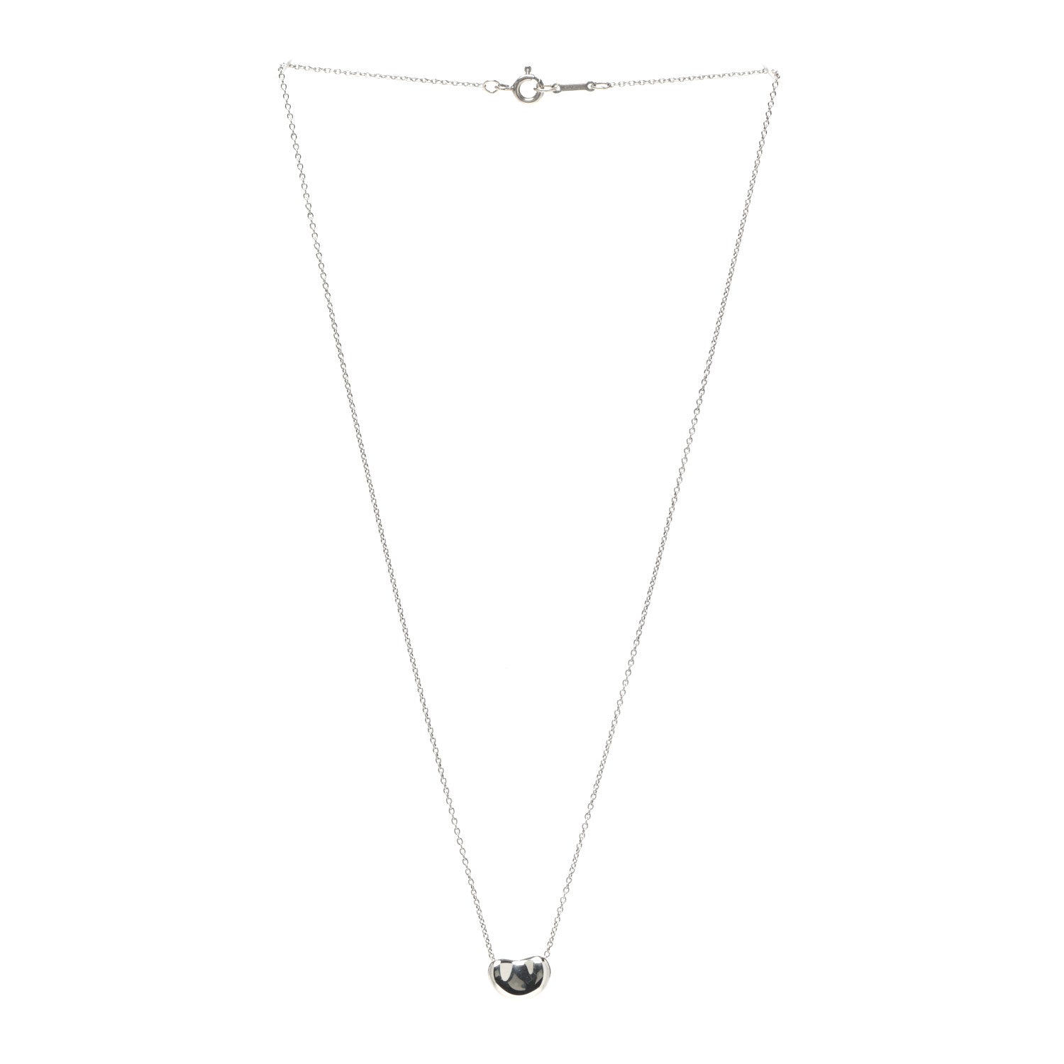 Tiffany Sterling Silver 12mm Elsa Peretti Bean Pendant Necklace 3 of 5