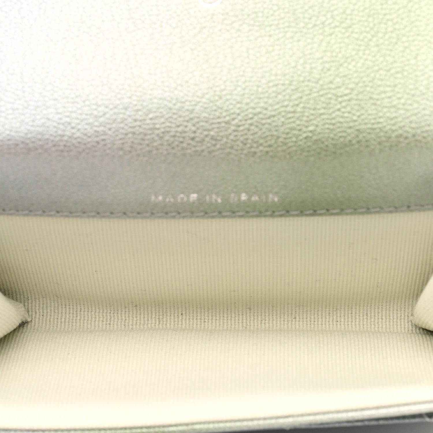 Chanel Metallic Goatskin Quilted Ombre Flap Card Holder Wallet Grey Green 4 of 8