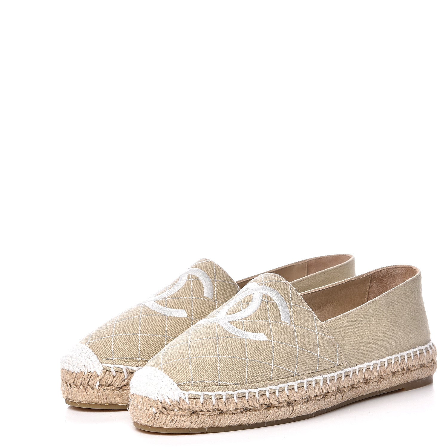 Chanel Fabric Biarritz CC Espadrilles 39 White Beige 2 of 11