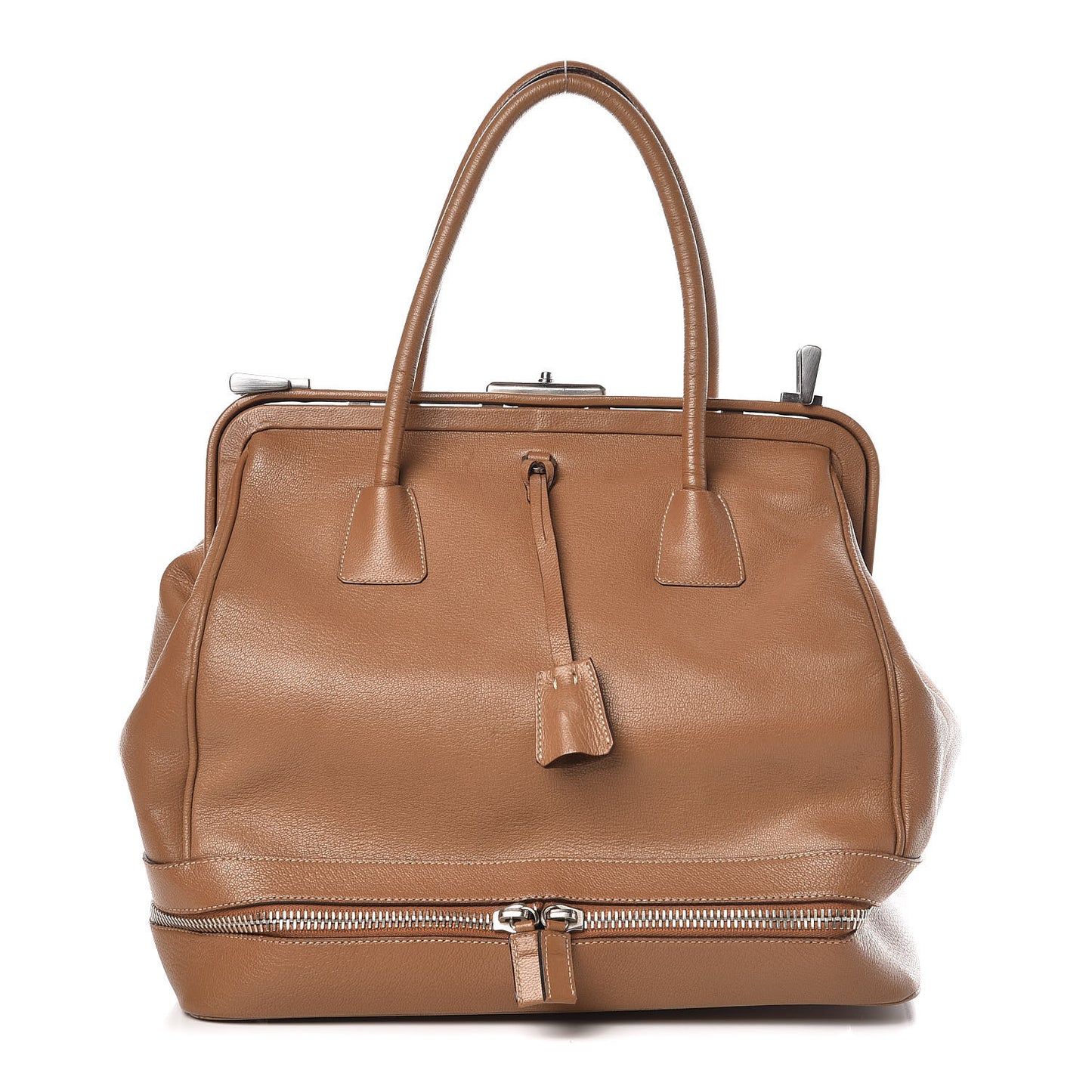 Goatskin Cerniera Doctor Bag Beige