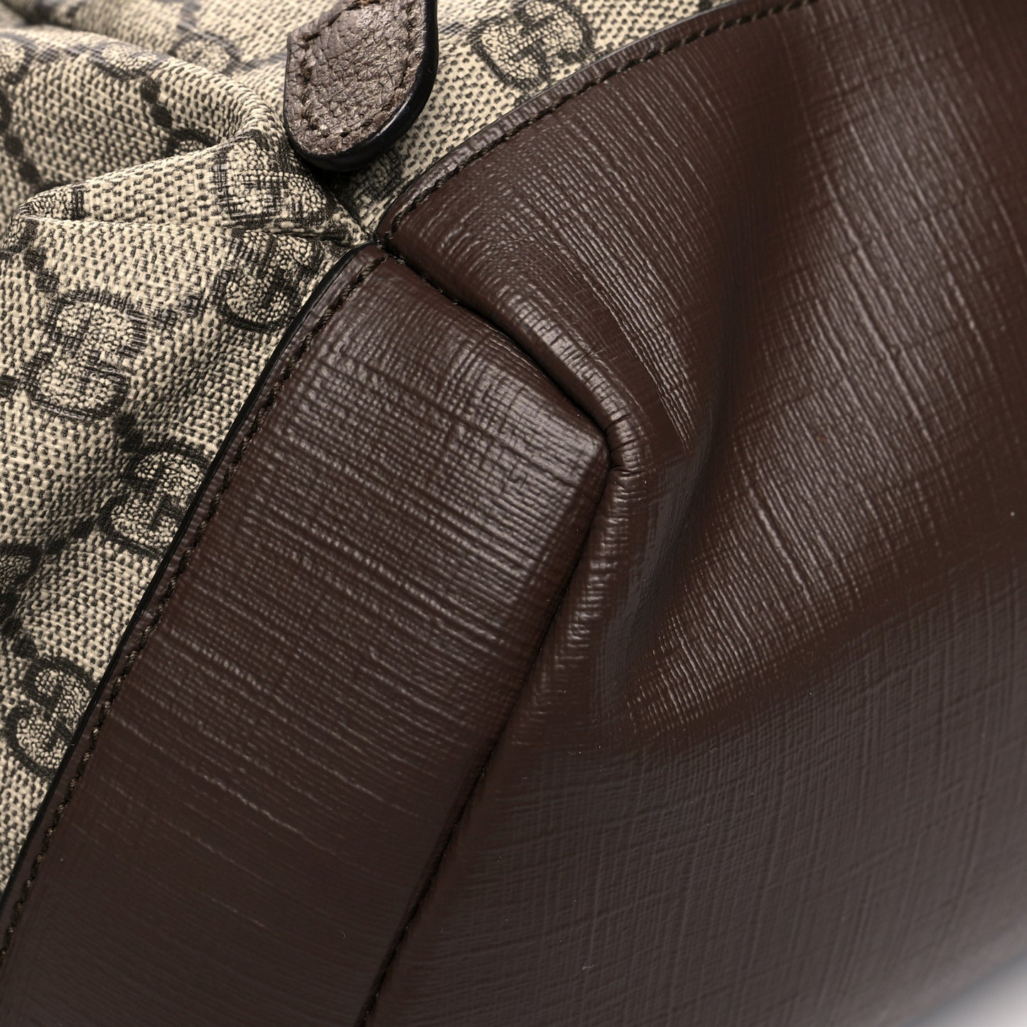 GG Supreme Monogram Medium Ophidia Double Buckle Backpack Brown
