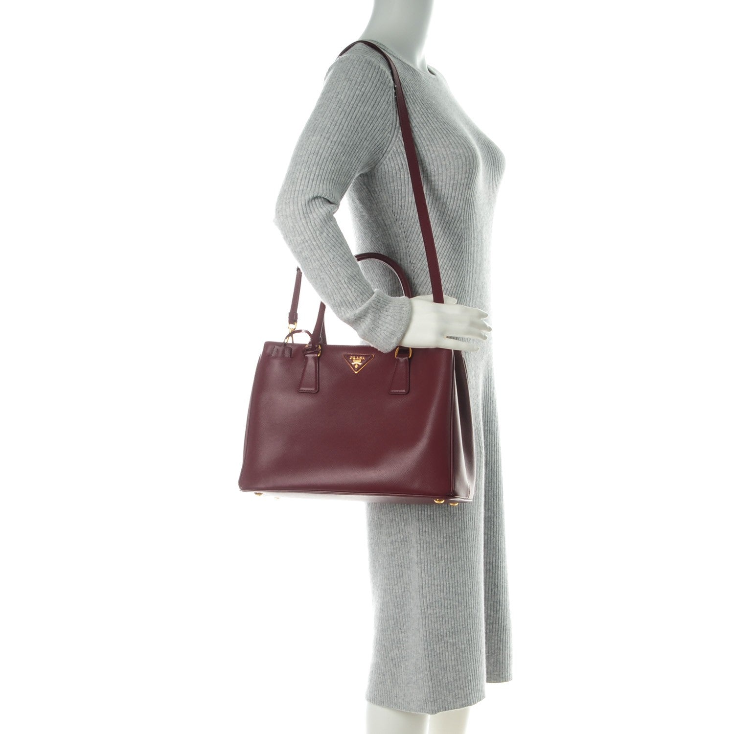 Prada Saffiano Lux Small Tote Cherry 2 of 8