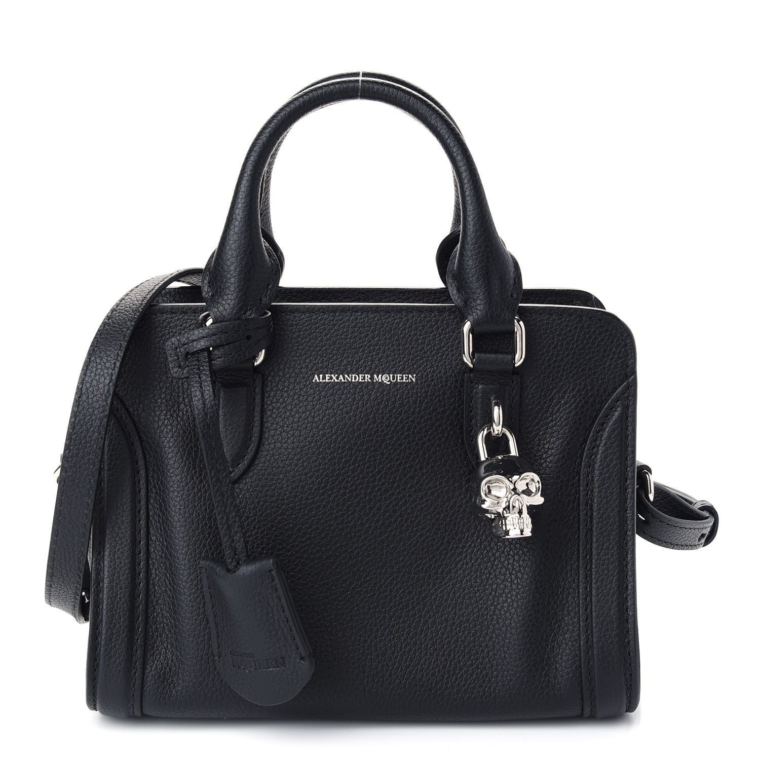 Alexander McQueen Pebbled Calfskin Mini Padlock Tote Black 1 of 9