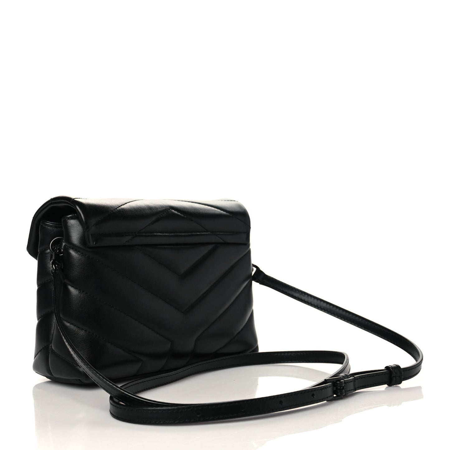 Calfskin Y Quilted Monogram Toy Loulou Crossbody Bag Black