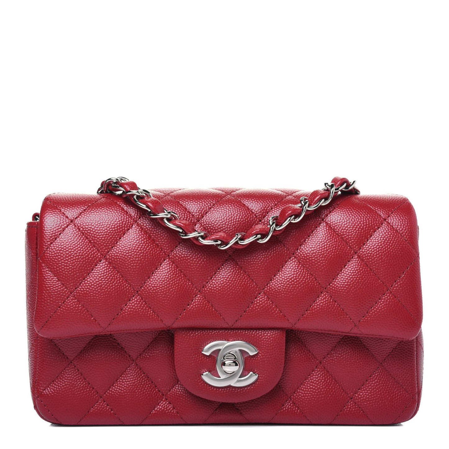 Caviar Quilted Mini Rectangular Flap Red