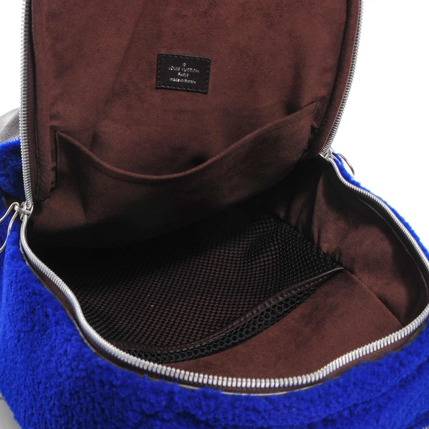 Louis Vuitton Shearling Monogram Marc Newson Fleece Pack Blue 5 of 7