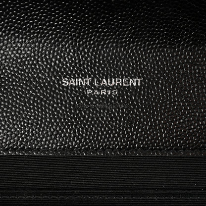 Saint Laurent Grain De Poudre Matelasse Chevron Monogram Envelope Clutch Black 6 of 8