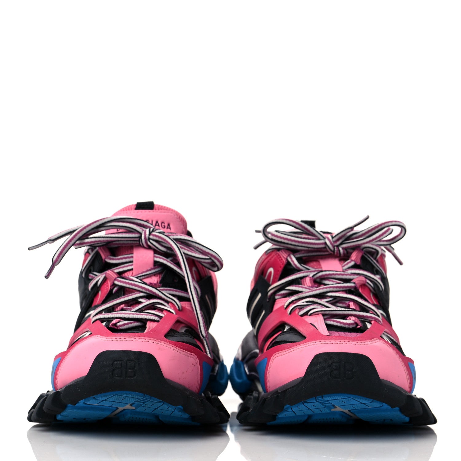 Balenciaga Mesh Nylon Metallic Fabric Womens Track Sneakers 38 Pink Blue 3 of 6