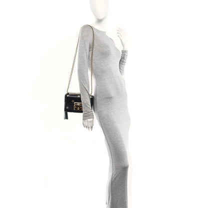 Gucci Grained Calfskin Bee Star Small Padlock Shoulder Bag Black 2 of 10