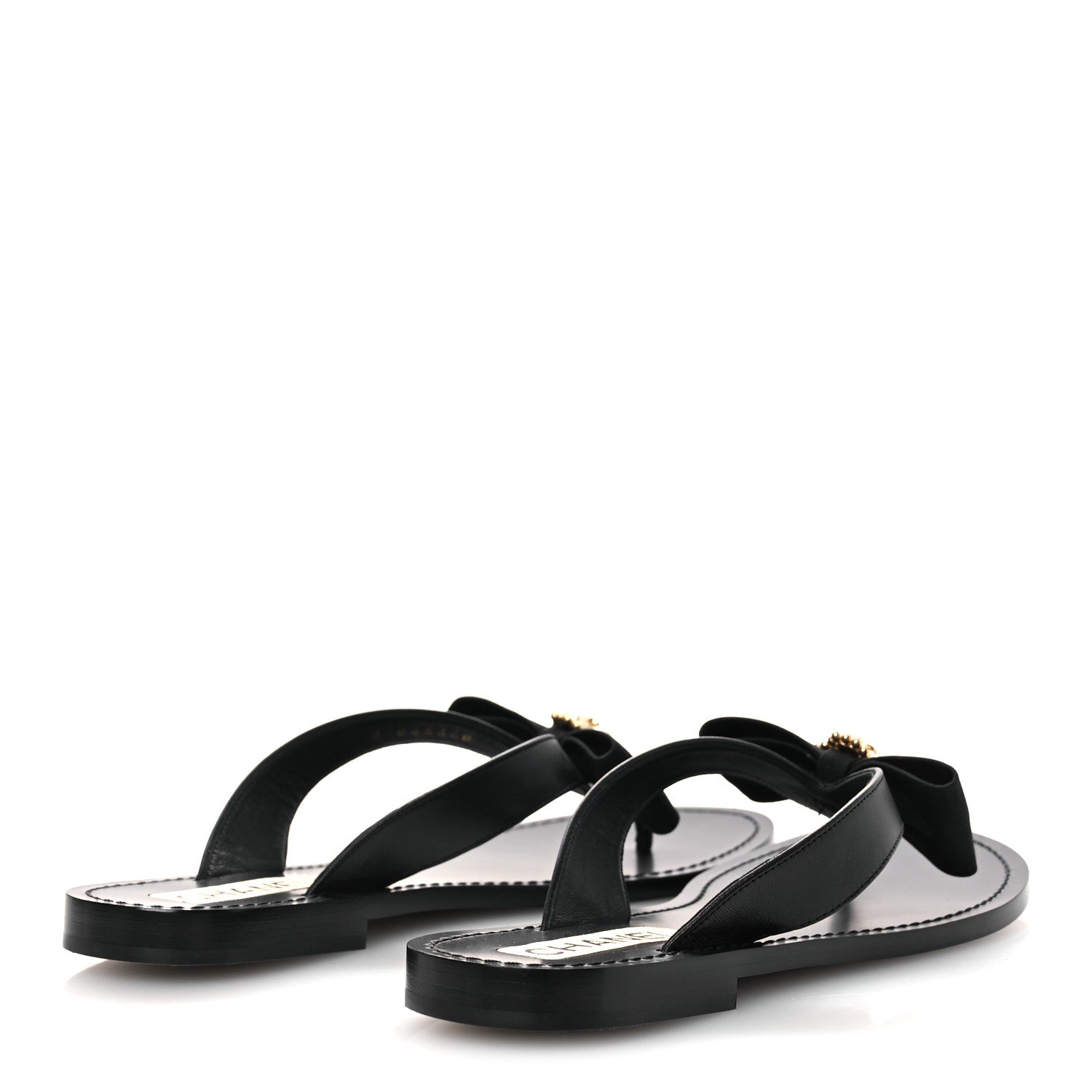 Chanel Lambskin Grosgrain Bow Pearl Thong Sandals 39 Black 9 of 24