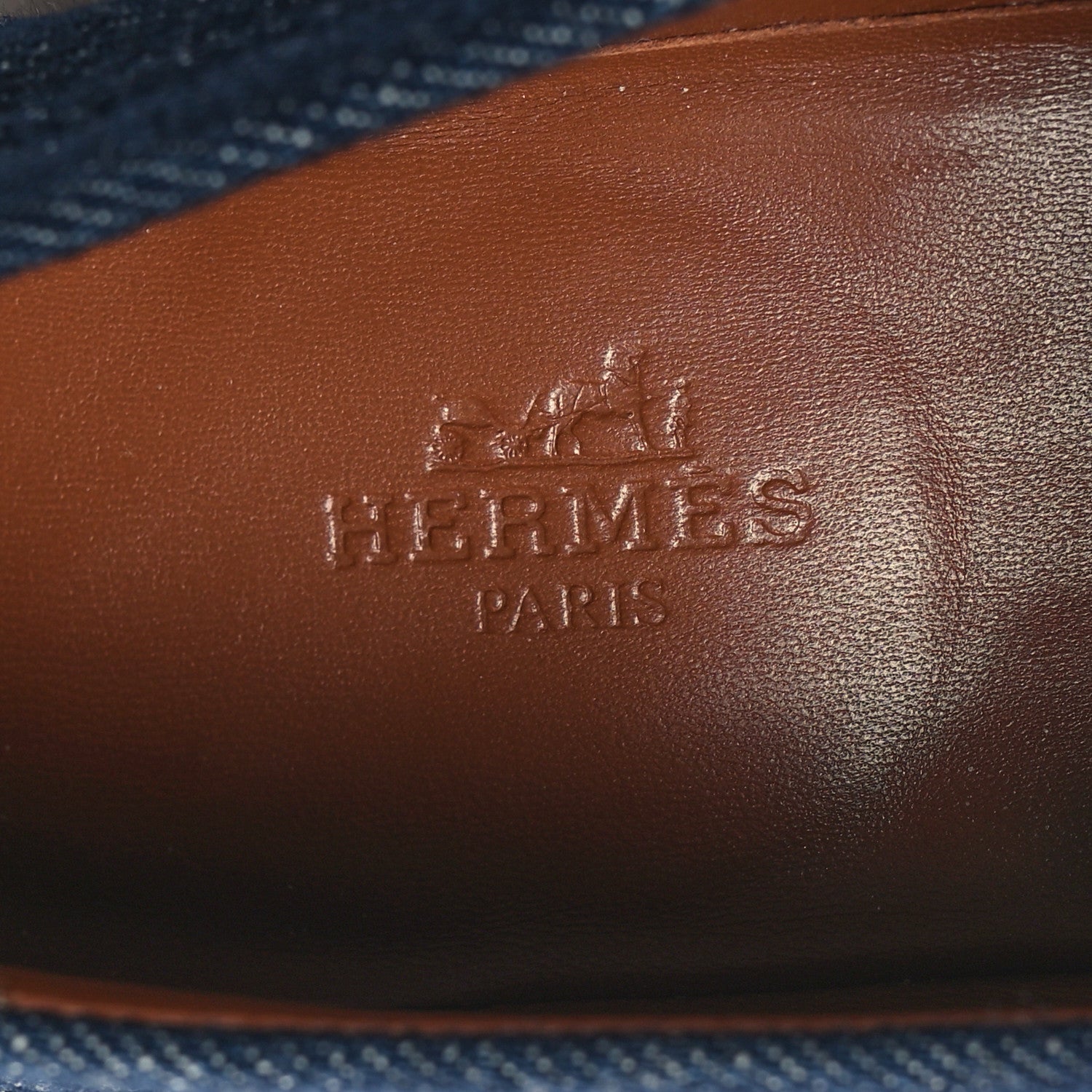 Hermes Denim Canvas Calfskin Womens Destin Loafer 36 Bleu Brut Gold 8 of 9