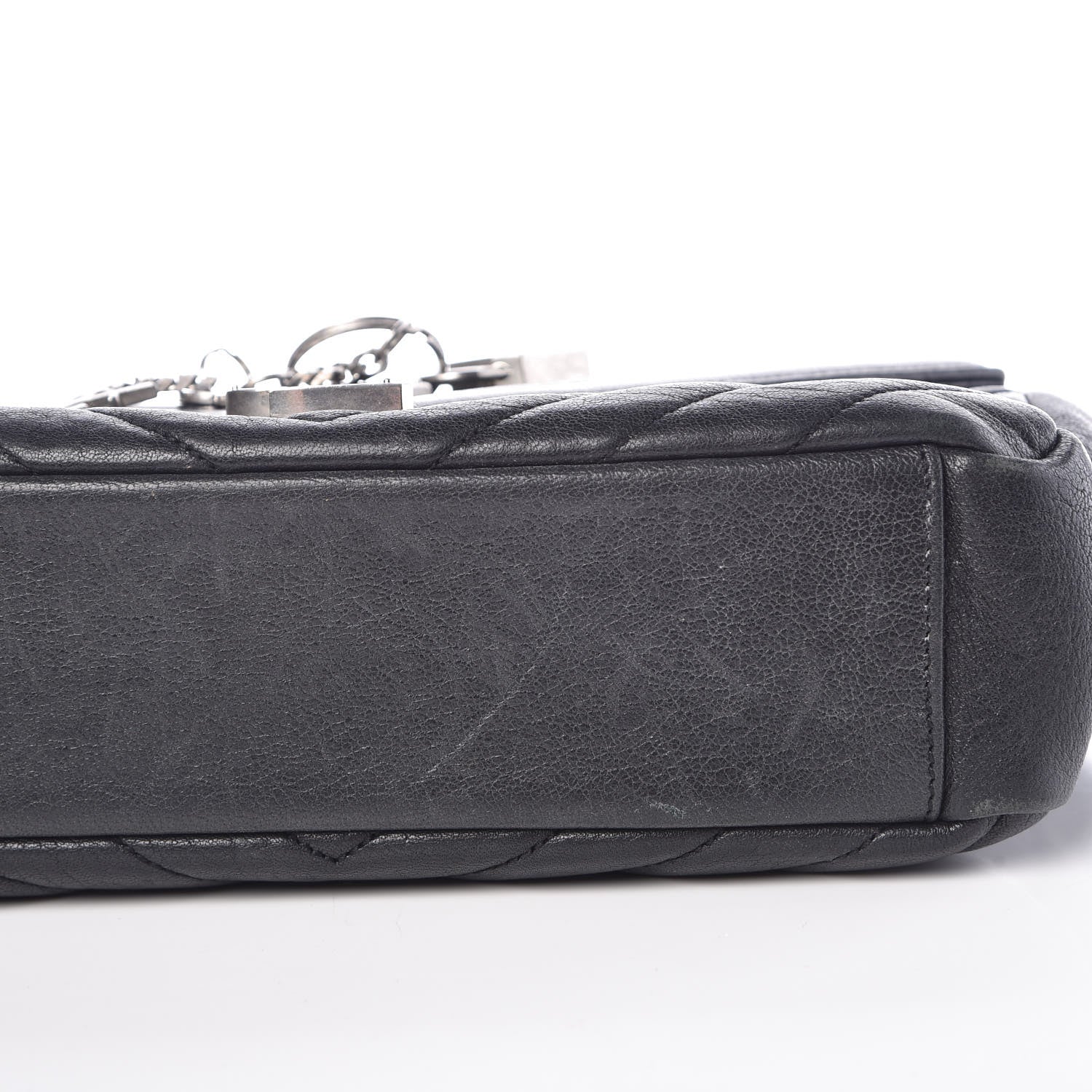 Saint Laurent Sheepskin Matelasse Medium Monogram College Punk Chain Satchel Black 10 of 12