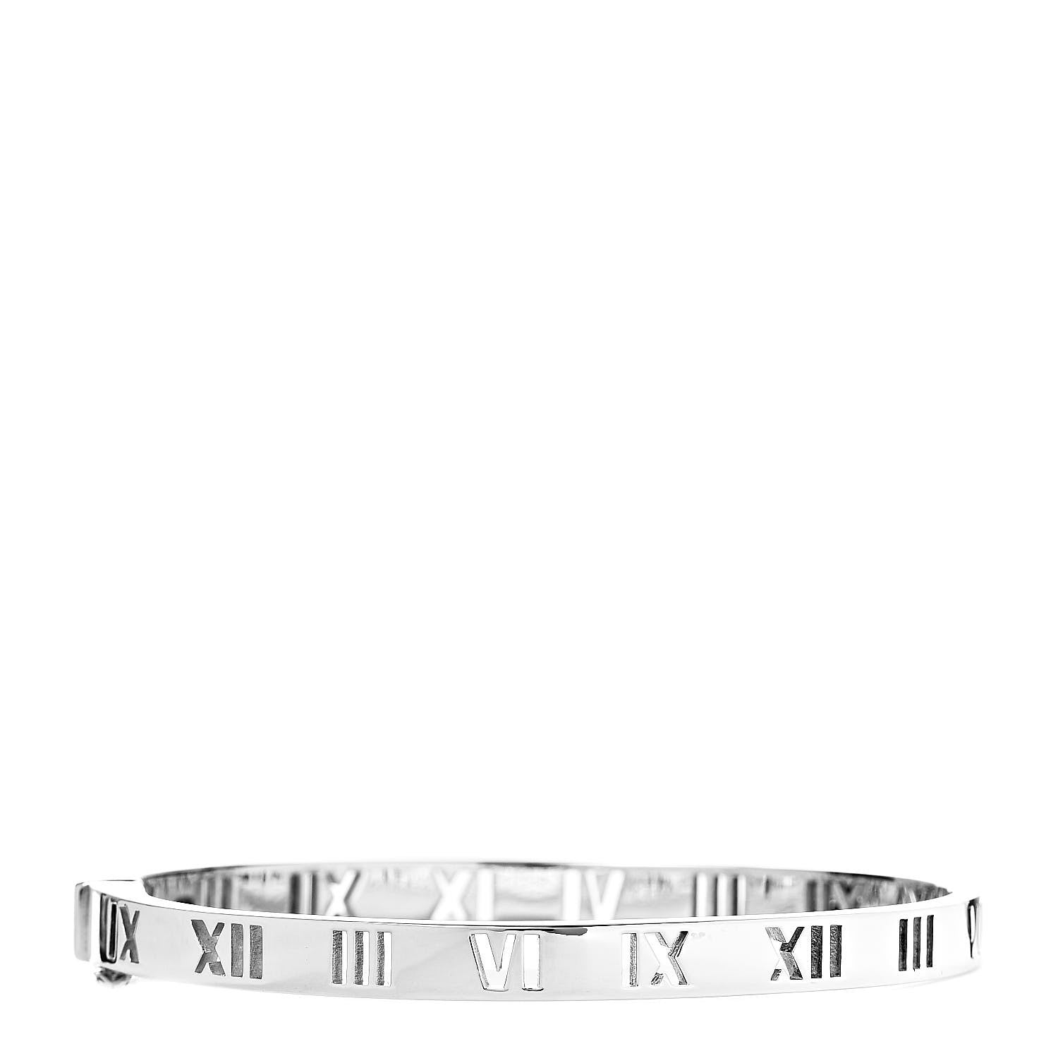 Tiffany Sterling Silver Atlas Pierced Hinged Bangle Bracelet 3 of 6
