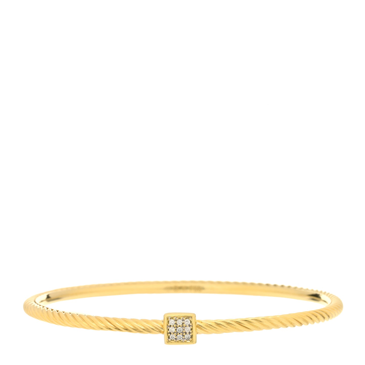 18K Yellow Gold Diamond Square Station Bangle Bracelet