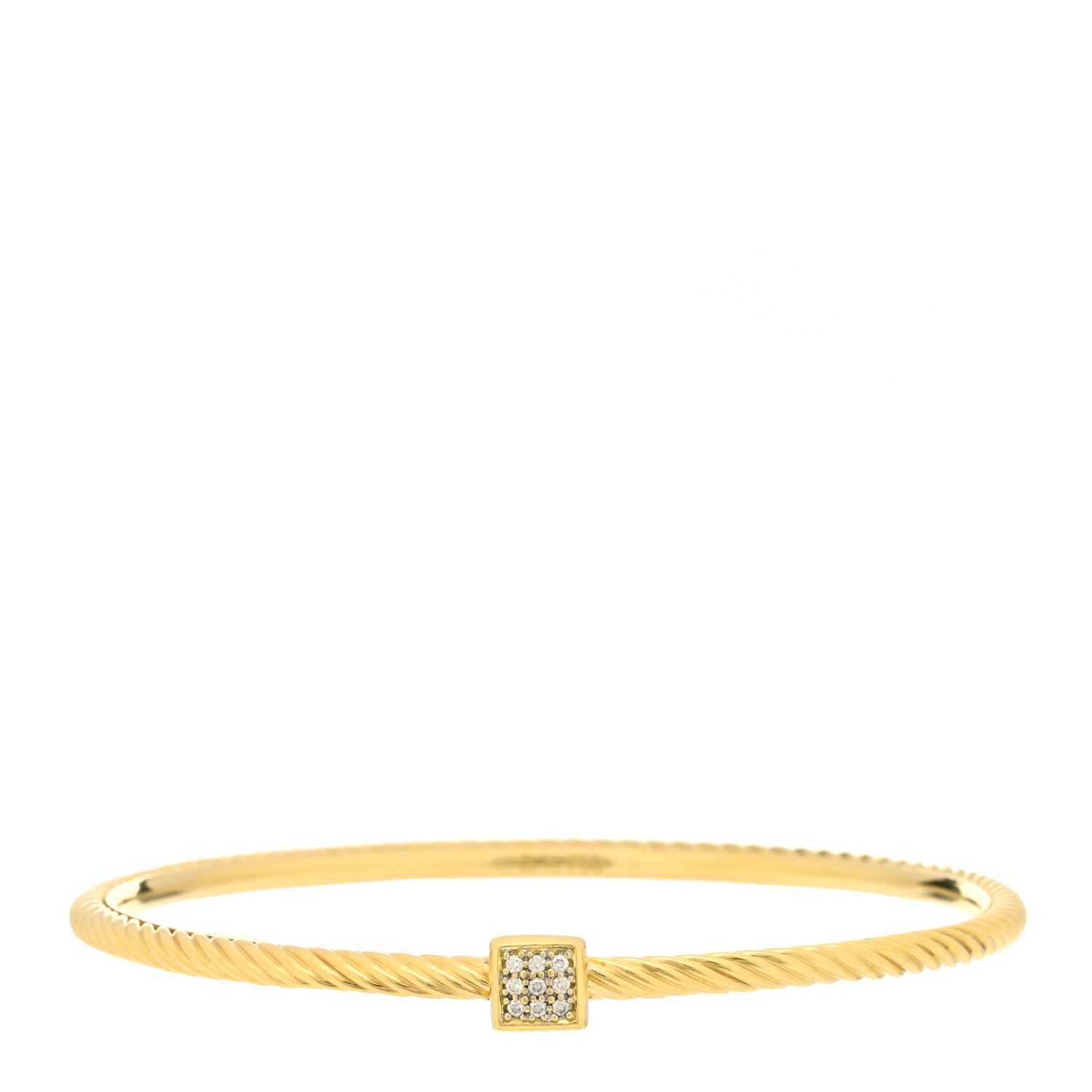 David Yurman 18K Yellow Gold Diamond Square Station Bangle Bracelet 1 of 4