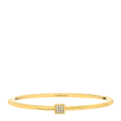 David Yurman 18K Yellow Gold Diamond Square Station Bangle Bracelet 1 of 4