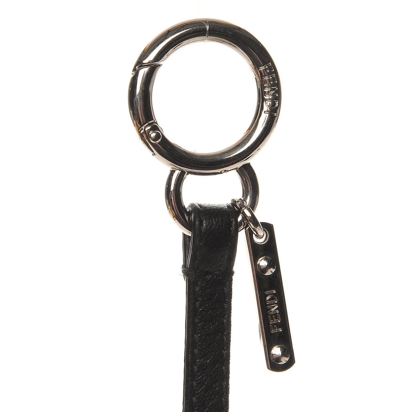 Lambskin Fox Fur Super Karlito Pom Pom Bag Charm Black White