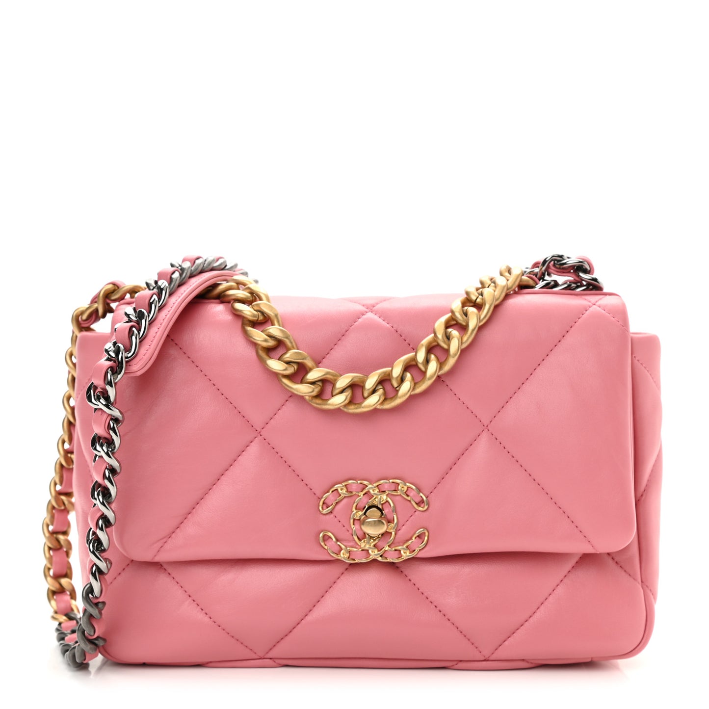 Lambskin Quilted Medium Chanel 19 Flap Pink