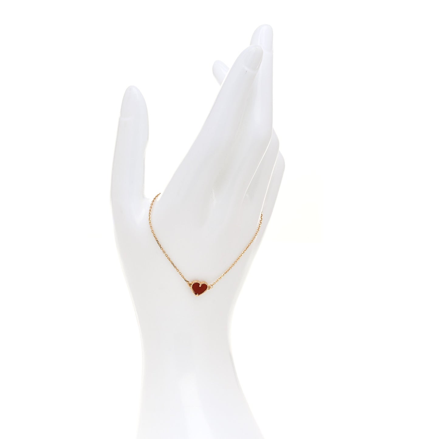 18K Rose Gold Carnelian Sweet Alhambra Heart Bracelet
