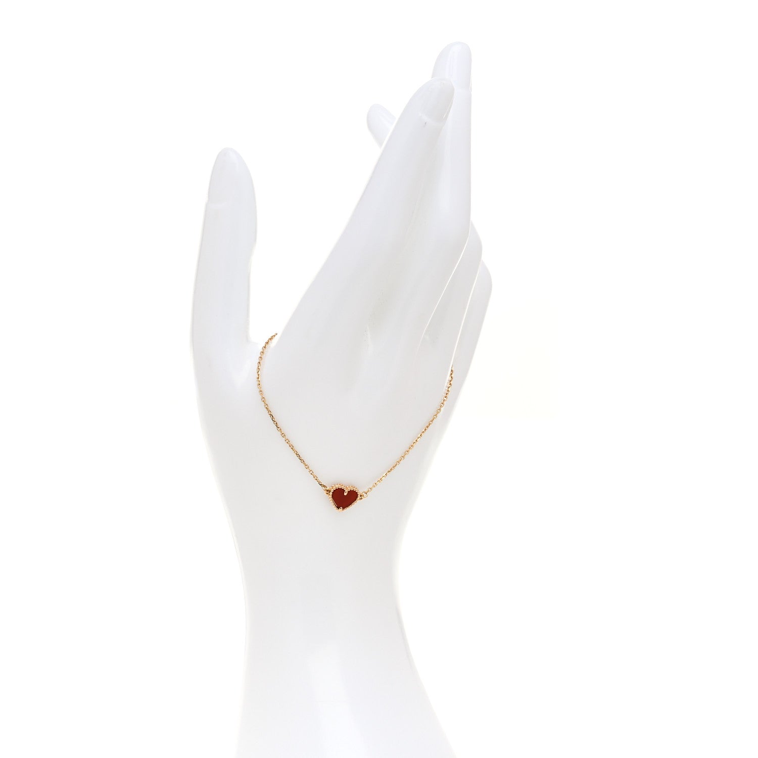Van Cleef & Arpels 18K Rose Gold Carnelian Sweet Alhambra Heart Bracelet 2 of 7