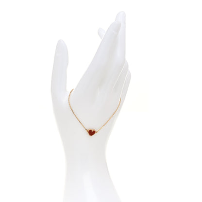 Van Cleef & Arpels 18K Rose Gold Carnelian Sweet Alhambra Heart Bracelet 2 of 7