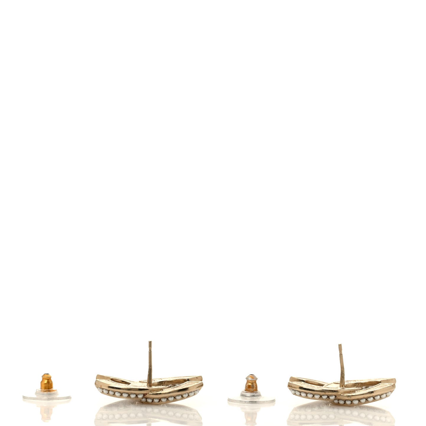 Crystal Pearl Chain Mania CC Earrings Gold