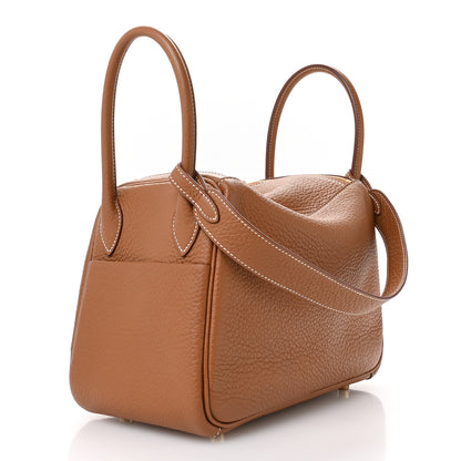 Hermes Taurillon Clemence Lindy 26 Gold 3 of 11