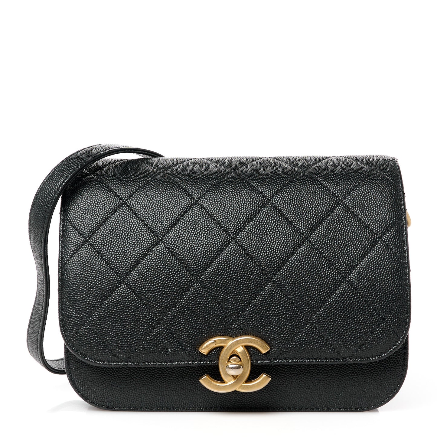 Caviar Mini Messenger Bag Black