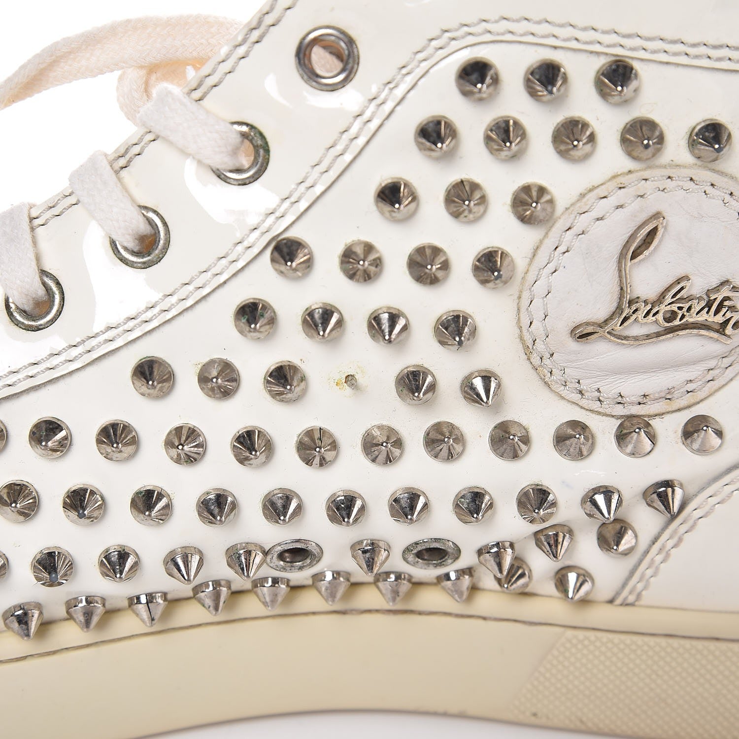 Christian Louboutin Patent Louis Spikes Flat Sneakers 44 White 13 of 16