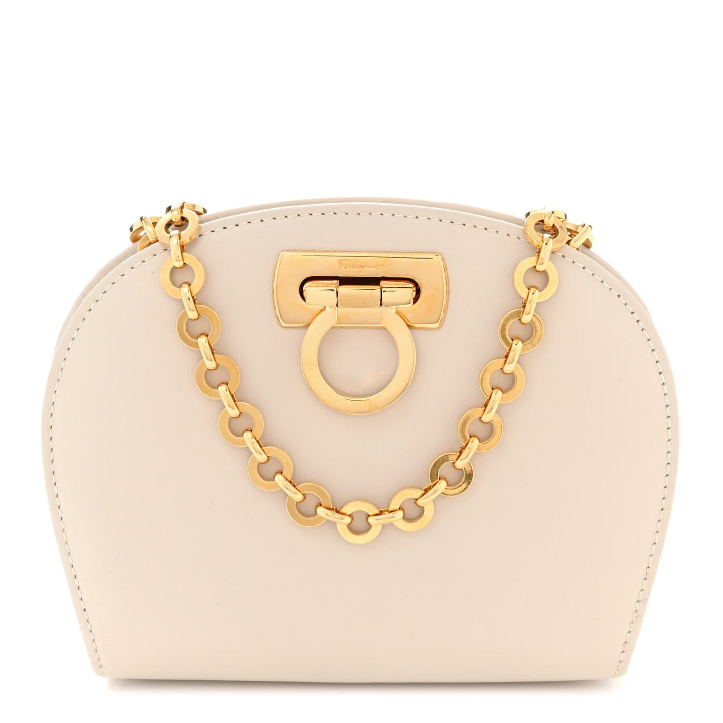 Calfskin Gancini Mini Chain Crossbody Ivory