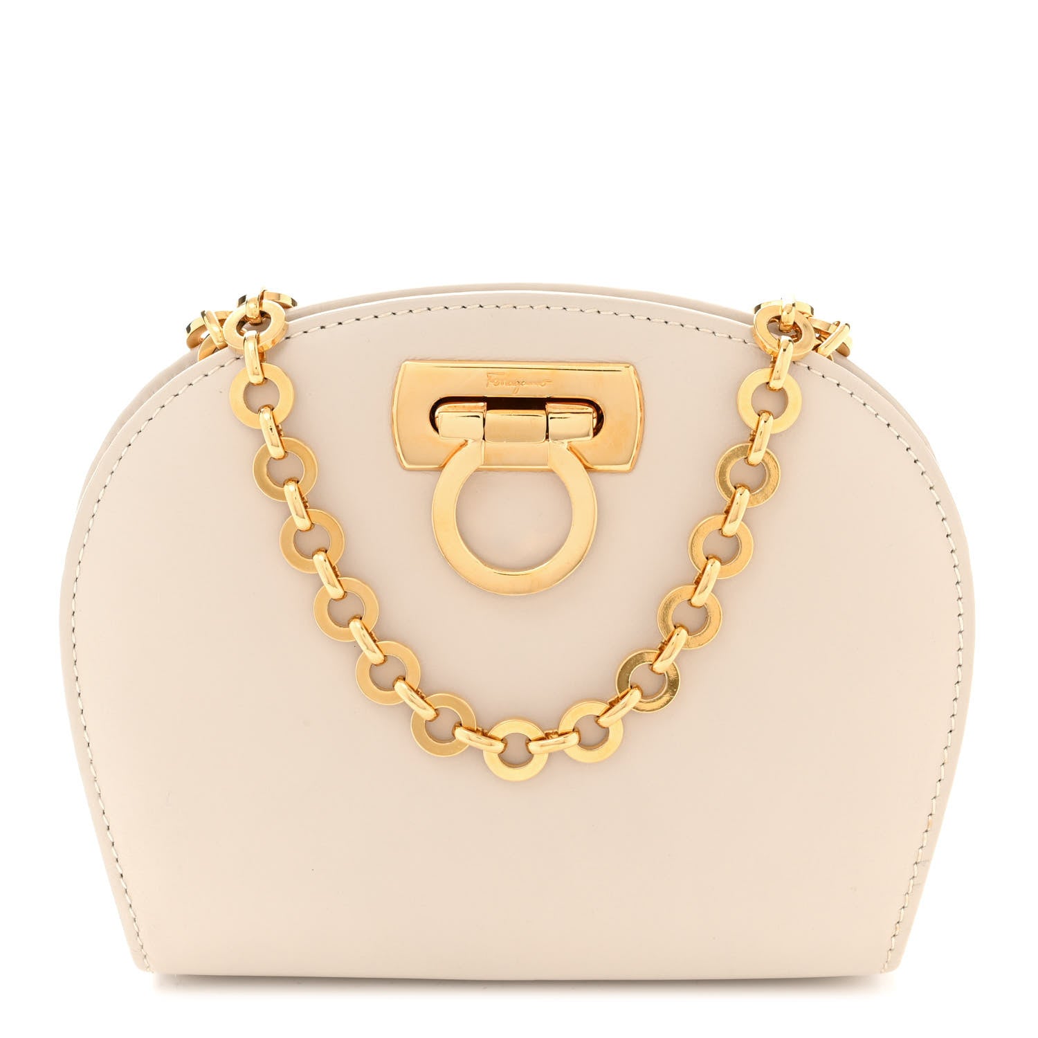Salvatore Ferragamo Calfskin Gancini Mini Chain Crossbody Ivory 1 of 11