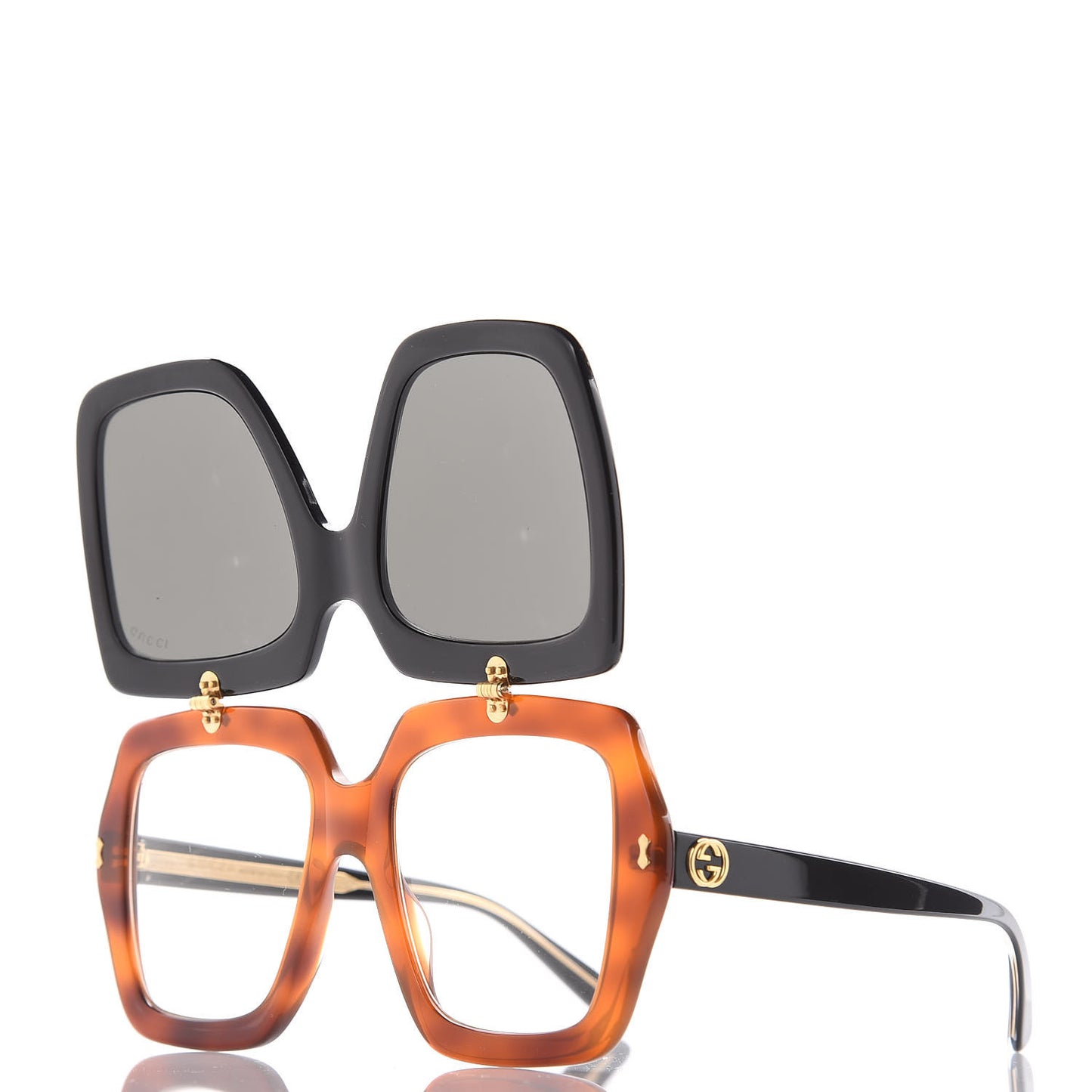 Acetate Oversized Flip Up Sunglasses GG0088S Tortoise Black