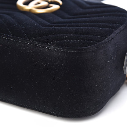 Gucci Velvet Matelasse Small GG Marmont Chain Shoulder Bag Black 10 of 10