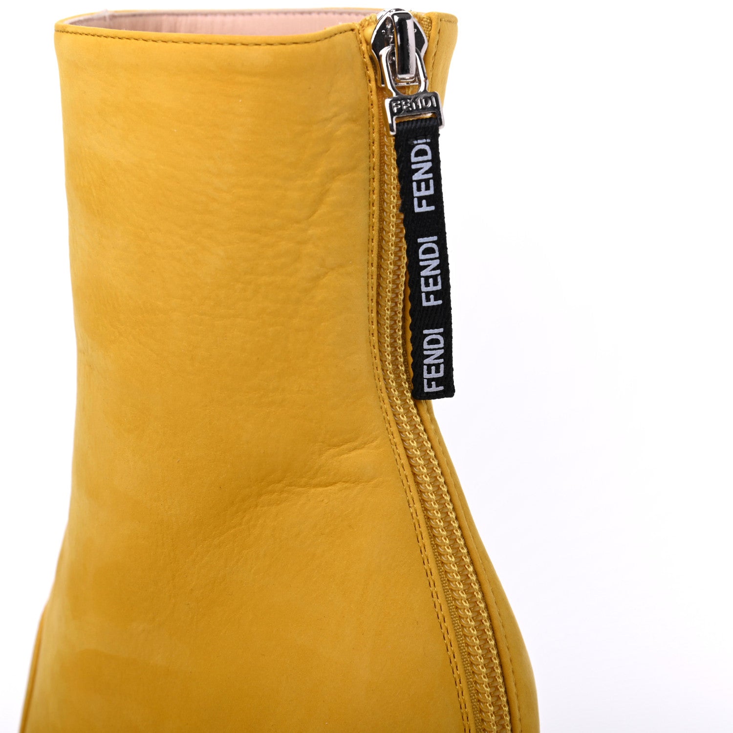 Fendi Nubuck FFreedom High Heel Ankle Boots 36 Yellow 9 of 11
