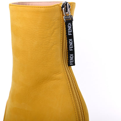 Fendi Nubuck FFreedom High Heel Ankle Boots 36 Yellow 9 of 11