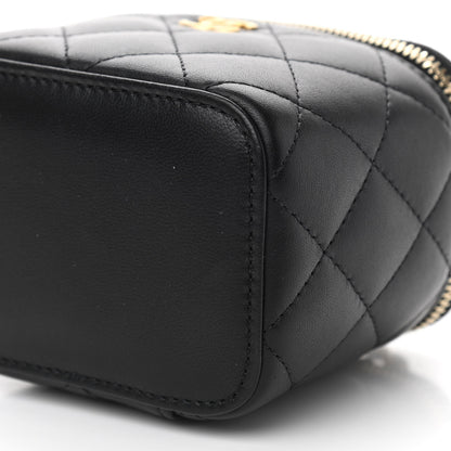 Chanel Lambskin Quilted Mini Pearl Crush Vanity Case With Chain Black 10 of 10