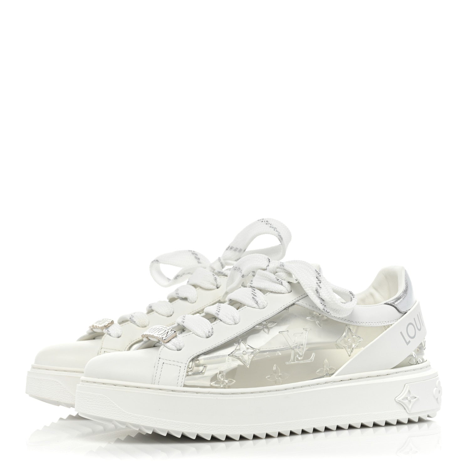 Louis Vuitton Monogram PVC Time Out Sneakers 39 Silver 3 of 9