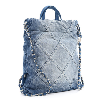 Chanel Denim Quilted Chanel 22 Backpack Blue 3 of 10