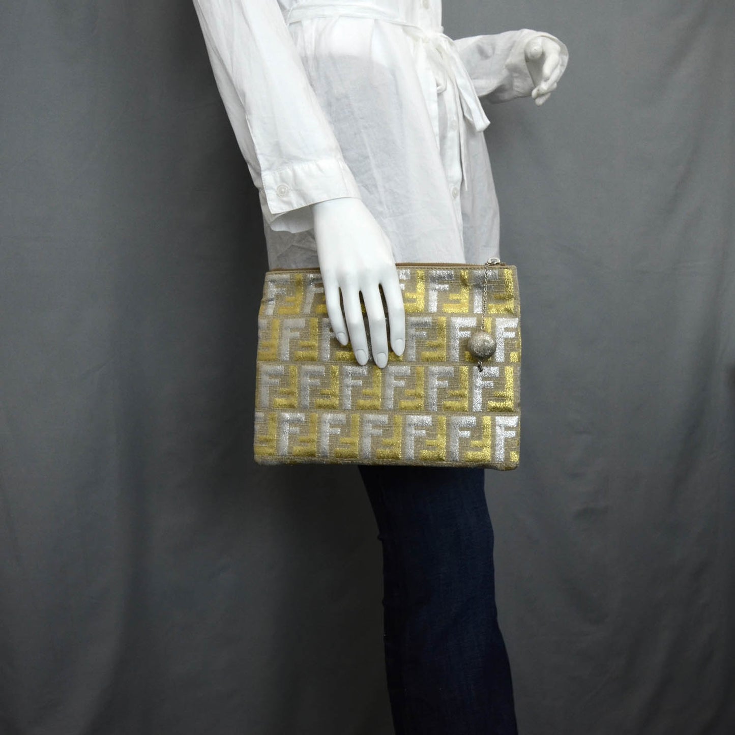 Metallic Lurex Zucca Clutch Bag Gold Silver