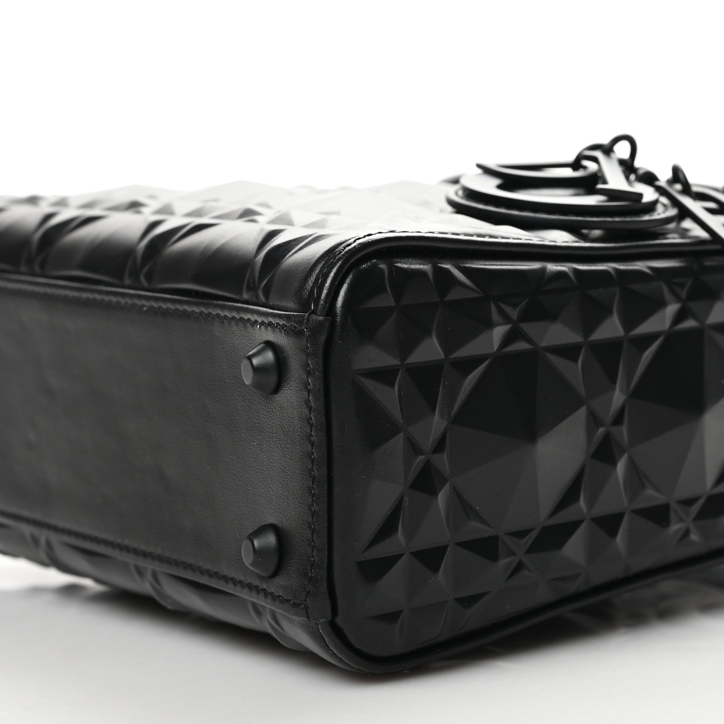 Calfskin Diamond Cannage Mini Lady Dior Black