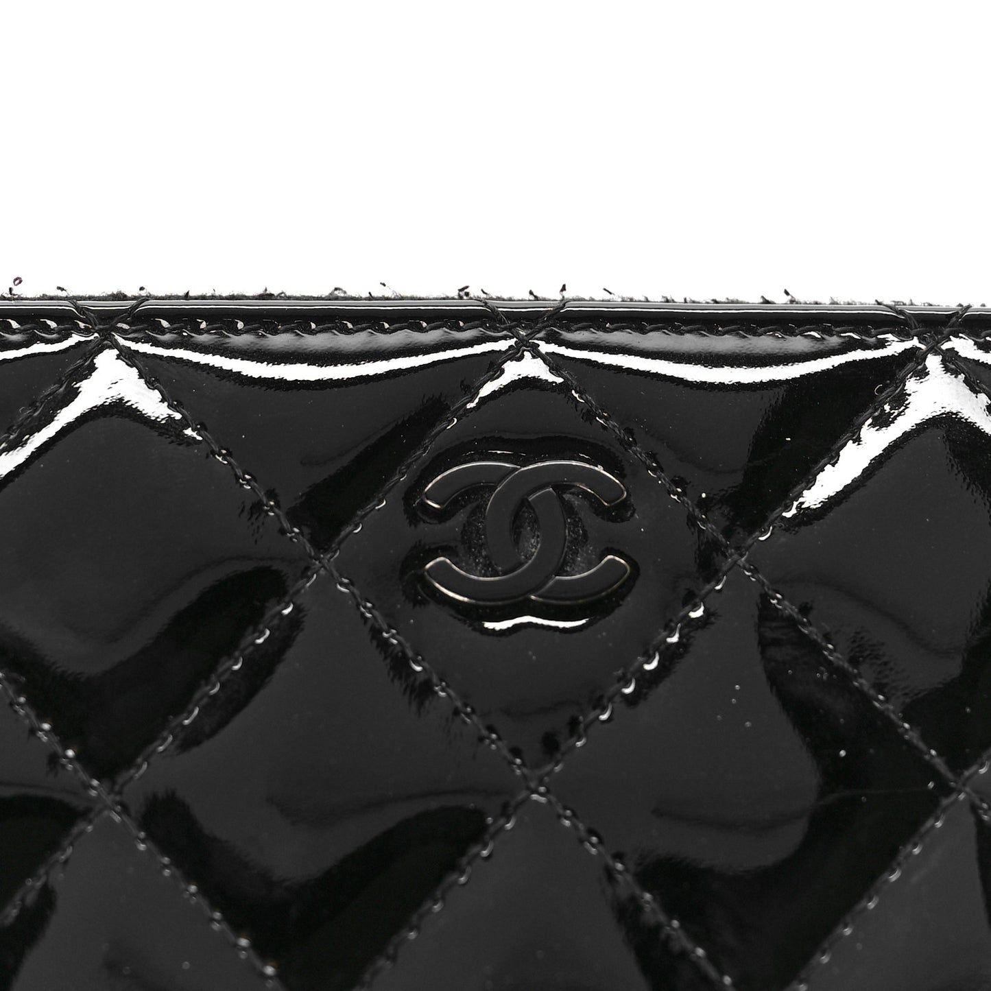Patent Quilted Large Zip Around Organizer Wallet So Black