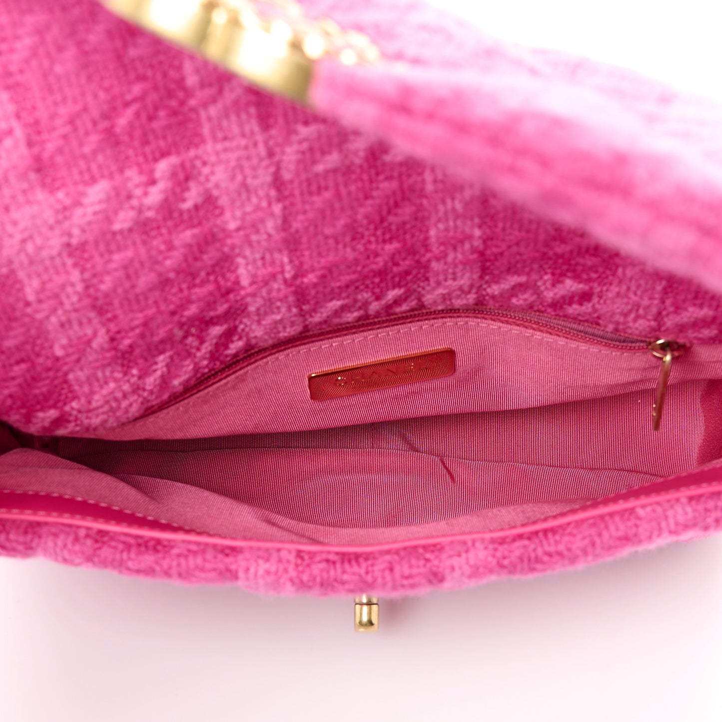 Tweed Quilted Medium Chanel 19 Flap Pink