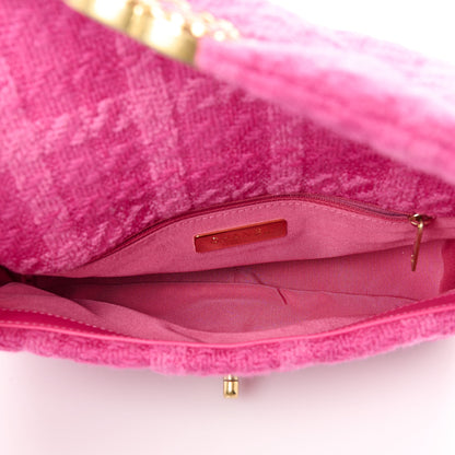 Chanel Tweed Quilted Medium Chanel 19 Flap Pink 5 of 11