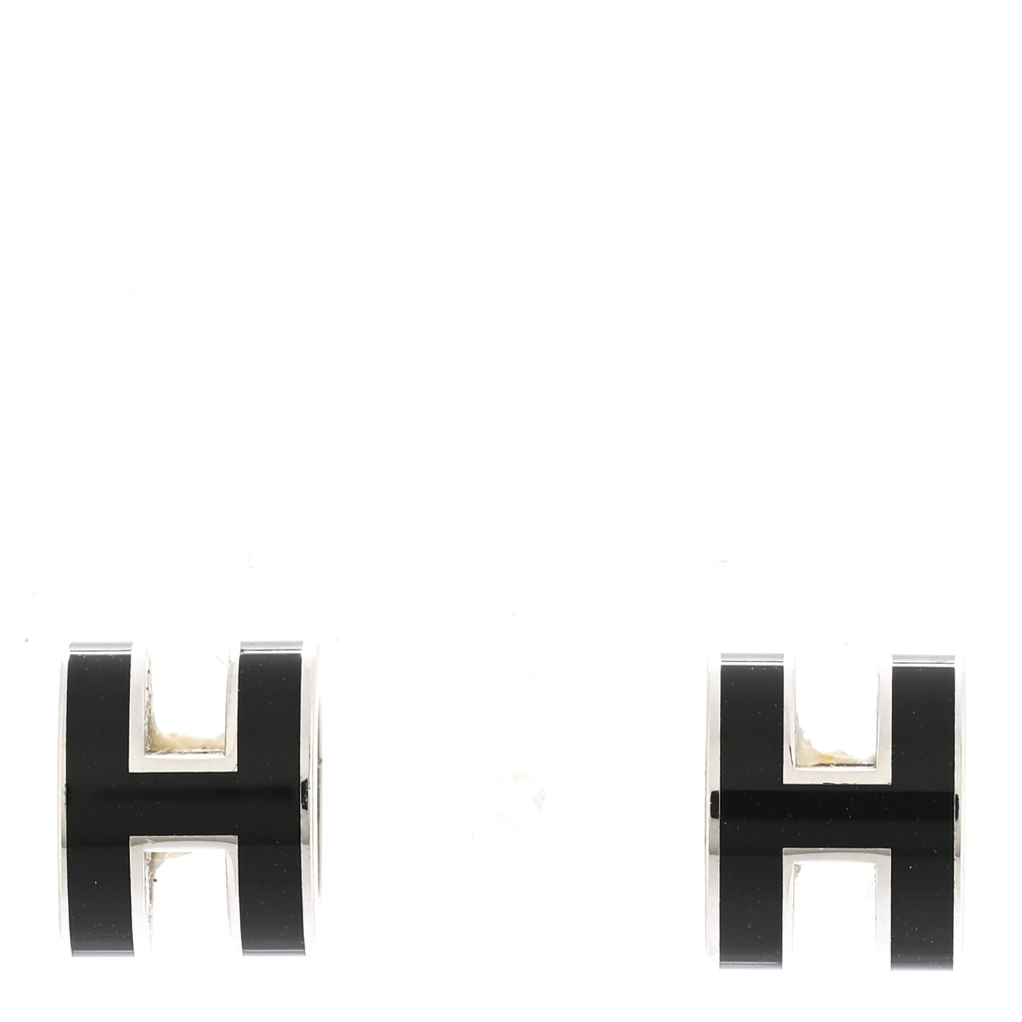 Palladium Lacquered Mini Pop H Earrings Black