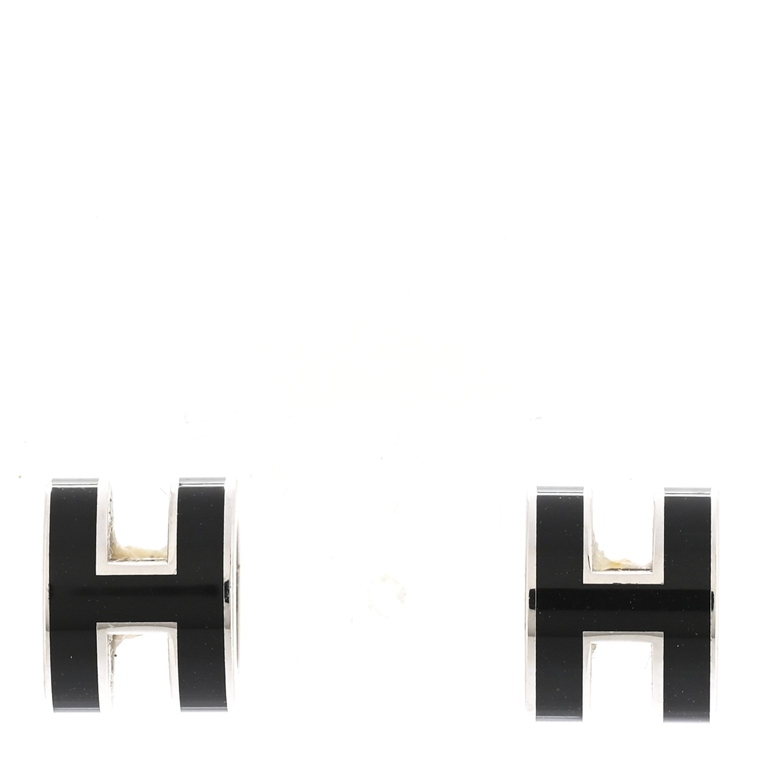 Hermes Palladium Lacquered Mini Pop H Earrings Black 1 of 5