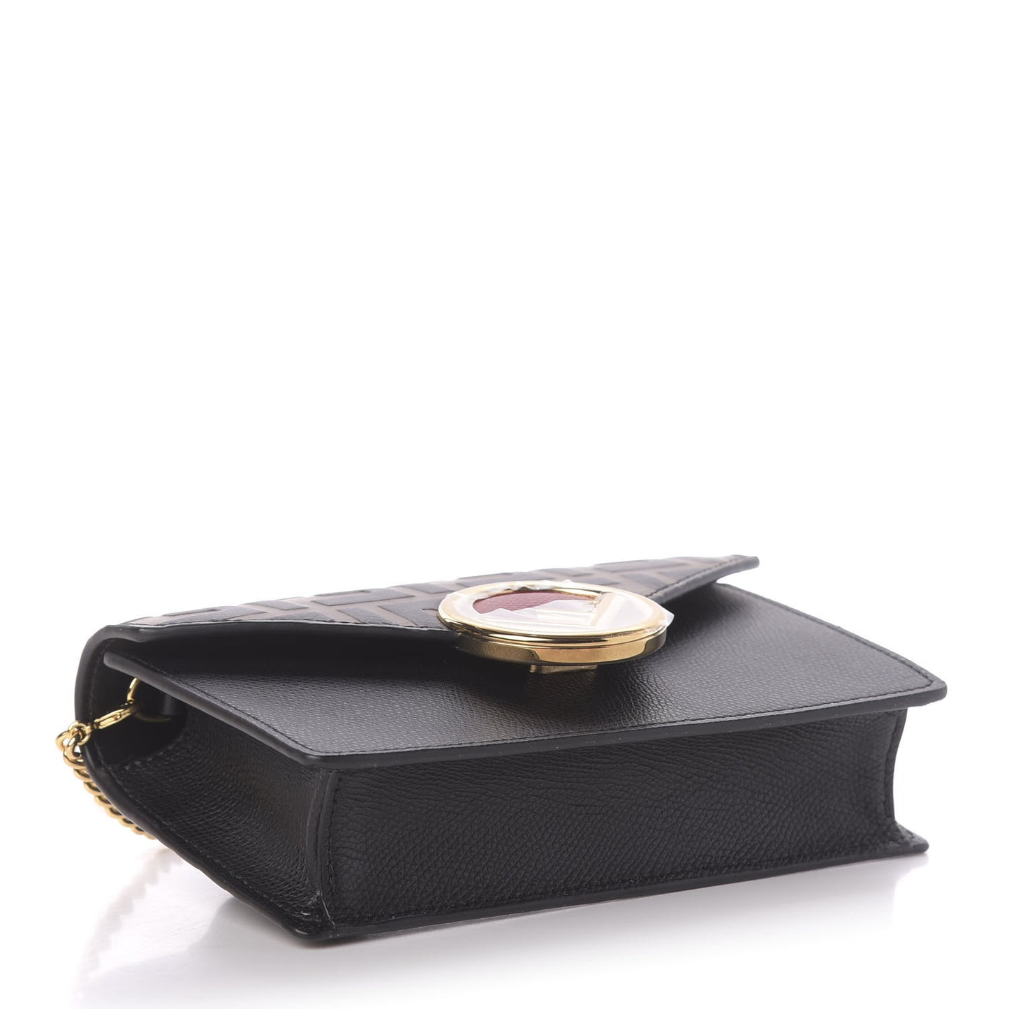 Vitello Cruise F is Fendi Bi-Color FF 1974 Embossed Envelope Belt Bag Maya Black