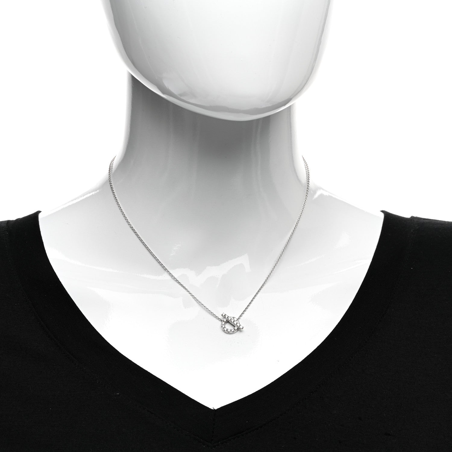 Hermes 18K White Gold Diamond Finesse Pendant Necklace 2 of 5
