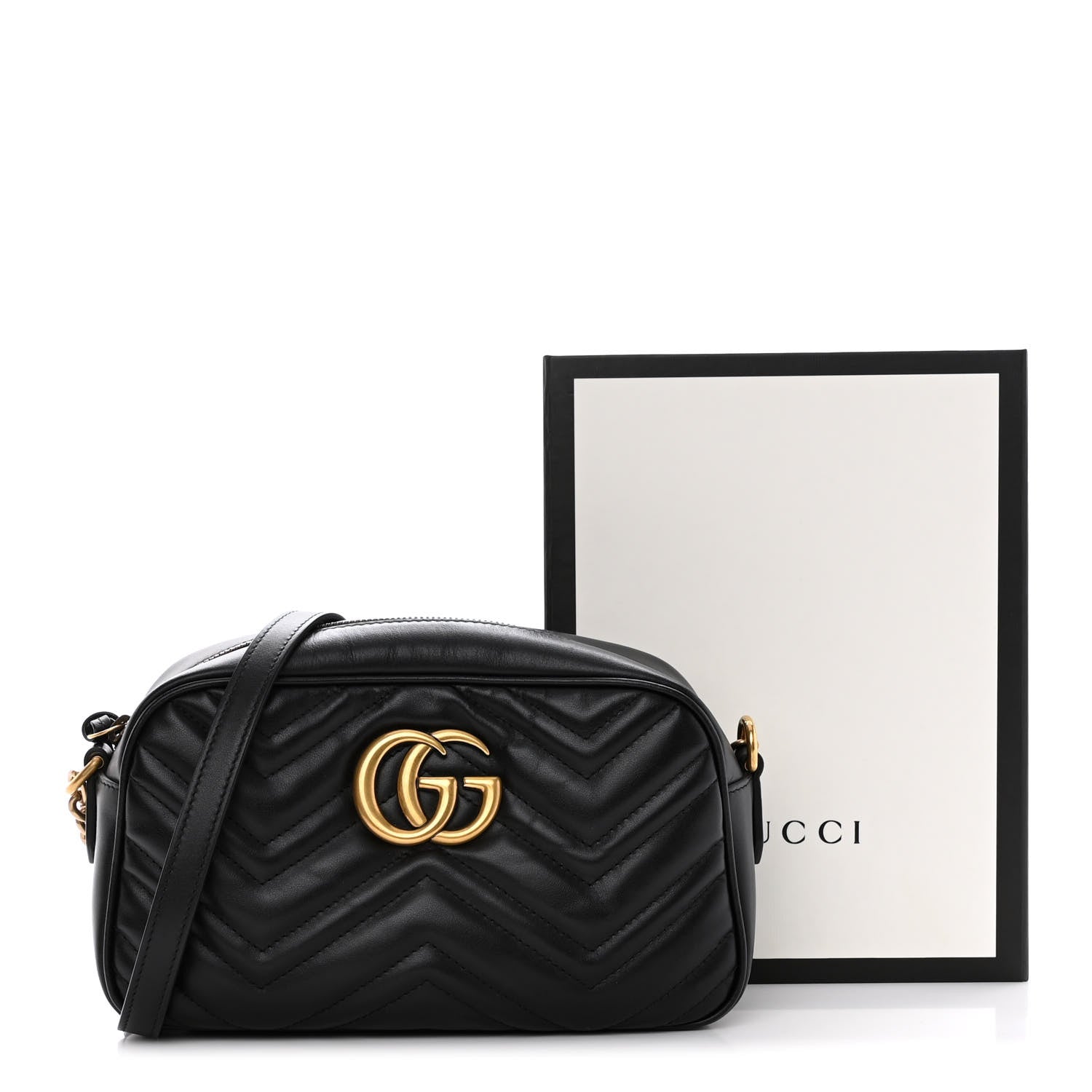 Gucci Calfskin Matelasse Small GG Marmont Chain Shoulder Bag Black 16 of 16